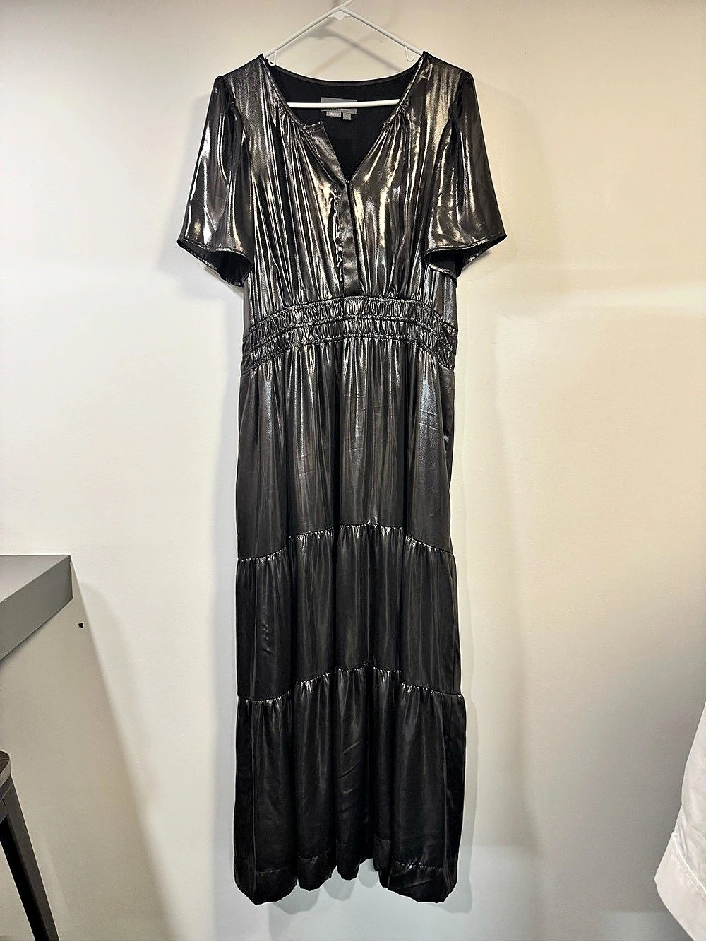 Anthropologie The Somerset Maxi Dress: Metallic Edition Black XL